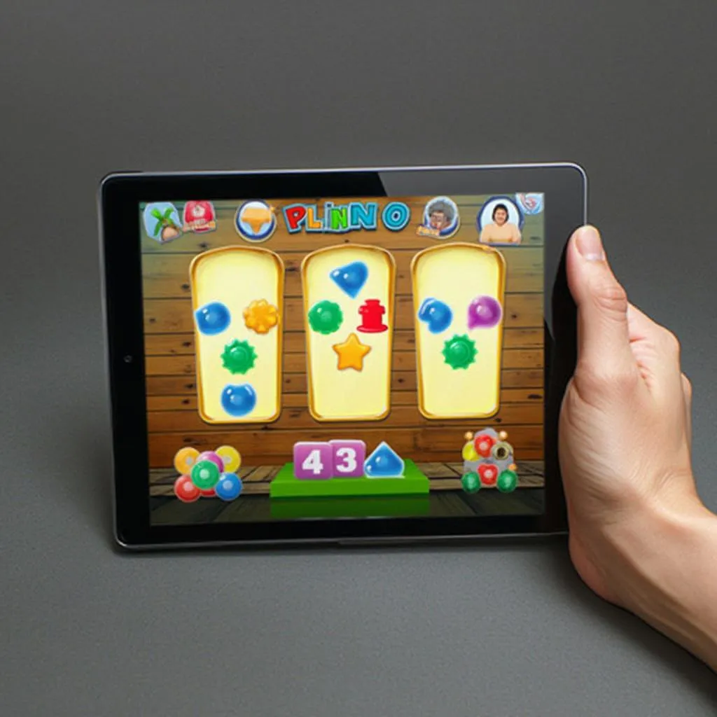 Interface utilisateur d'un jeu Plinko sur tablette
